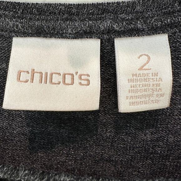 CHICO’S | Black Leopard Jacquard Knit Tunic Top | Size 2 Large - Picture 5 of 7